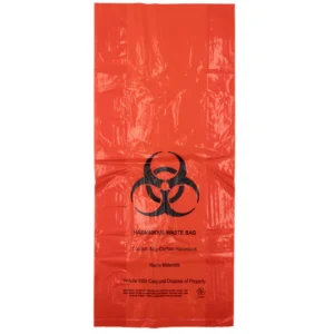 Hazardous Waste Bags – 10″x4″x24″ – 200 Bags – 1.4 mil – Red – HAZWASTELD10424