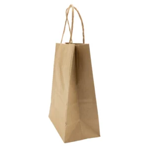 Paper Bags – Handle Bags – Kraft Color – 5.5″x3.25″x 8.375″ – 250 Bags – 60 LB Weight basis (90 GSM strong). Twisted Handle. Packed in cases. – Kraft/Natural – 538NKPAPTHDL