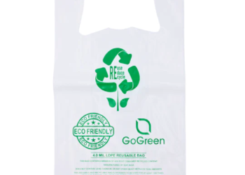 White Reusable/Eco-Friendly LDPE T-Shirt – 1/6 BBL 11.5″X6.5″X21″ – 150 Bags – 101 Micron (4.0 mil) – White – WHLD40REC4MREU1221