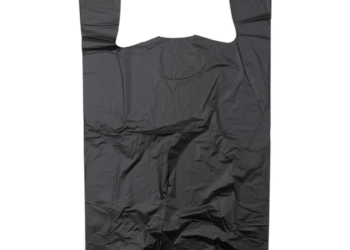 Black Unprinted HDPE T-Shirt Bags – 1/6 BBL 11.5″X6″X21″ – 1000 Bags – 13 microns – Black – LOOP-BLACK