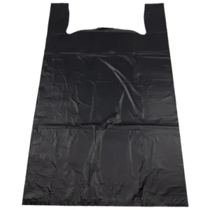 Black Unprinted HDPE T-Shirt Bags – 20″X10″X36″ – 200 Bags – 22 microns – Black – 200HD201036