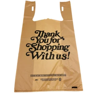 Beige Kraft Color Thank You HDPE T-Shirt Bags – 1/6 BBL 11.5″X6″X21″ – 600 Bags – 18 microns – Beige – BGE161222-EO