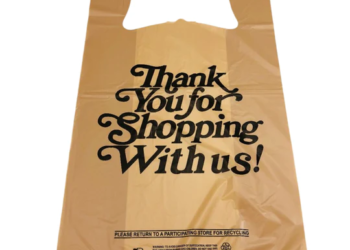 Beige Kraft Color Thank You HDPE T-Shirt Bags – 1/6 BBL 11.5″X6″X21″ – 600 Bags – 18 microns – Beige – BGE161222-EO
