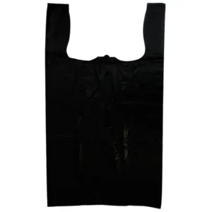 Black Unprinted HDPE T-Shirt Bags – 17″X8″X29″ – 400 Bags – 18 microns – Black – 20050