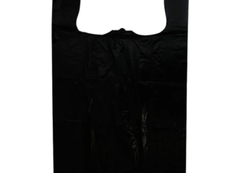 Black Unprinted HDPE T-Shirt Bags – 17″X8″X29″ – 400 Bags – 18 microns – Black – 20050