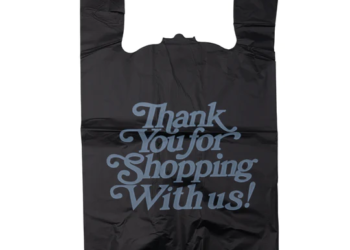 Black Printed HDPE T-Shirt Bags – 1/5 BBL 13″X10″X23″ – 400 Bags – 21 microns – Black – BLK131023HDTY