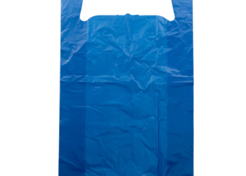 Colored Unprinted HDPE T-Shirt Bags – 18″x7″x32″ – 400 Bags – 19 microns – Blue – BPGW18732