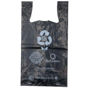 Black Reusable/Eco-Friendly LDPE T-Shirt – 1/6 BBL 11.5″X6.5″X21″ – 200 Bags – 57 Micron (2.25 mil) – Black – BLKLD40REC225REUSE1221