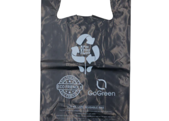 Black Reusable/Eco-Friendly LDPE T-Shirt – 1/6 BBL 11.5″X6.5″X21″ – 200 Bags – 57 Micron (2.25 mil) – Black – BLKLD40REC225REUSE1221