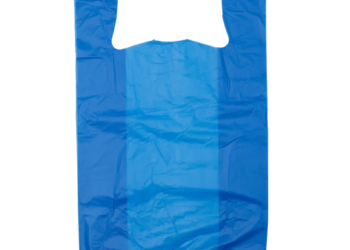 Colored Unprinted HDPE T-Shirt Bags – 1/6 BBL 11.5″X6″X21″ – 1000 Bags – 13 microns – Blue – LOOP-BLUE