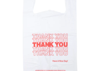 Easy Open – White ‘Thank You’ HDPE T-Shirt Bags – 1/6 BBL 11.5″X6″X21″ – 1000 Bags – 15 microns – White – 10010-EO