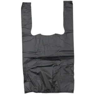 Black Unprinted HDPE T-Shirt Bags – 1/10 BBL 8″X4″X15″ – 1500 Bags – 14 microns – Black – 20040