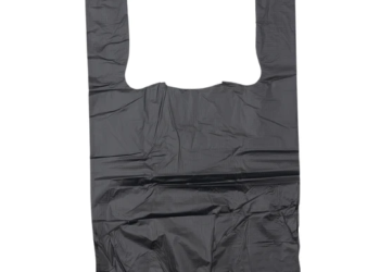 Black Unprinted HDPE T-Shirt Bags – 1/10 BBL 8″X4″X15″ – 1500 Bags – 14 microns – Black – 20040
