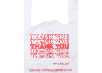 White ‘Thank You’ HDPE T-Shirt Bags – 1/12 BBL 7″X3.5″X13″ – 1000 Bags – 13 microns – White – 10030