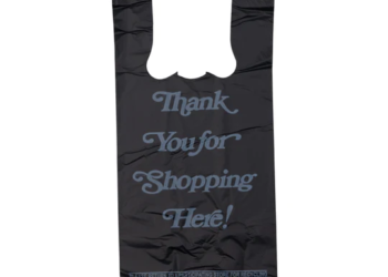 Black Printed HDPE Liquor T-Shirt Bags – 6″X4″X15″ – 2000 Bags – 16 microns – Black – 6415HDBWP