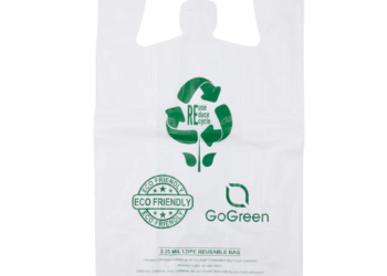 White Reusable/Eco-Friendly LDPE T-Shirt – 1/6 BBL 12″X7″X22″ – 150 Bags – 57 Micron (2.25 mil) – White – WHLD40REC225REU12722