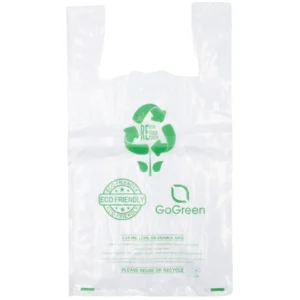 Clear Reusable/Eco-Friendly LDPE T-Shirt – 1/6 BBL 11.5″X6.5″X21″ – 200 Bags – 57 Micron (2.25 mil) – Clear – CLLD225MREUSE1221