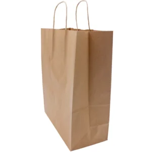 Paper Bags – Handle Bags – Kraft Color – 13″x7″x17″ – 250 Bags – 74 LB Weight basis (110 GSM strong) Twisted Handle. Packed in cases. – Kraft/Natural – 13717NKPAPTHDL