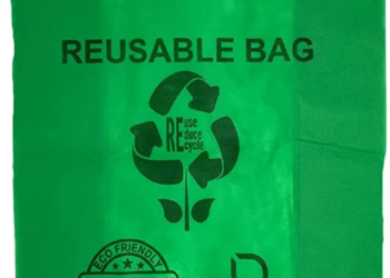 Green PP Non Woven Reusable Bags – Jumbo 16″x8″x30″ – 100 Bags – 40 GSM – Green – 16830GRNPPNWRB40