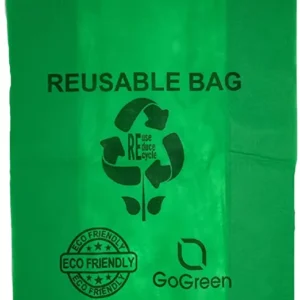 Green PP Non Woven Reusable Bags – Jumbo 16″x8″x30″ – 100 Bags – 45 GSM – Green – 16830GRNPPNWRB45