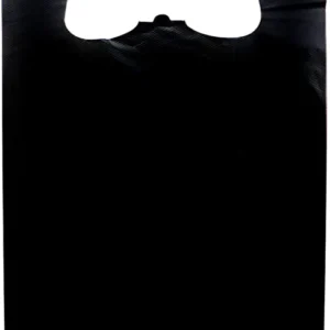 Black Unprinted HDPE T-Shirt Bags – 1/6 BBL 11.5″X6″X21″ – 350 Bags – 22 microns – Black – 200HD25