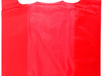 Colored Unprinted HDPE T-Shirt Bags – 1/10 BBL 8″X4″X15″ – 1500 Bags – 14 microns – Red – RED8415110BBL