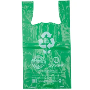 Green Reusable/Eco-Friendly LDPE T-Shirt – 1/6 BBL 11.5″X6.5″X21″ – 200 Bags – 57 Micron (2.25 mil) – Green – GRNLD40REC225REU1221
