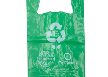 Green Reusable/Eco-Friendly LDPE T-Shirt – 1/6 BBL 11.5″X6.5″X21″ – 200 Bags – 57 Micron (2.25 mil) – Green – GRNLD40REC225REU1221