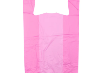 Colored Unprinted HDPE T-Shirt Bags – 1/6 BBL 11.5″X6″X21″ – 1000 Bags – 13 microns – Pink – LOOP-PINK