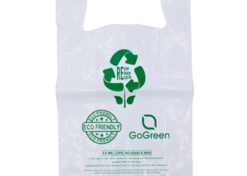 White Reusable/Eco-Friendly LDPE T-Shirt – 1/6 BBL 11.5″X6.5″X21″ – 150 Bags – 76 Micron (3.0 mil) – White – WHLD3MREUSE1221