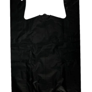 Black Unprinted HDPE T-Shirt Bags – 1/5 BBL 13″X10″X23″ – 400 Bags – 30 microns – Black – BLK13102330M