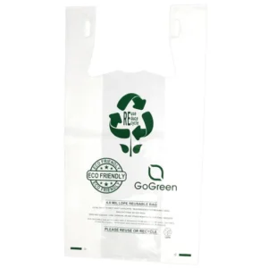 White Reusable/Eco-Friendly LDPE T-Shirt – 1/6 BBL 11.5″X6.5″X21″ – 150 Bags – 101 Micron (4.0 mil) – White – WHLD4MREUSE1221