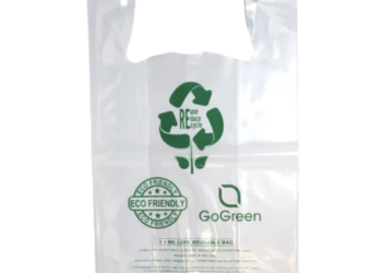 Clear Reusable/Eco-Friendly LDPE T-Shirt – 1/6 BBL 11.5″X6.5″X21″ – 150 Bags – 76 Micron (3.0 mil) – Clear – CLLD3MREUSE1221